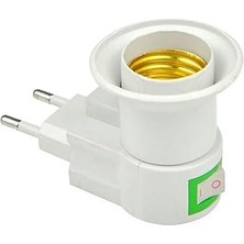 Ohbe Express Fişli Aç-Kapa E27 Ampül Duyu; E27 Standart, Abs + Bakır Malzemesi, 220V, Masa Üstü