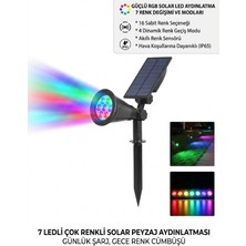 Eser Ticarett Solar Güneş Enerjili Rgb Renk Değiştiren Bahçe Armatürü 7 Ledli Renkli Dış Mekan Peyzaj Aydınlatması Çim Kazıklı