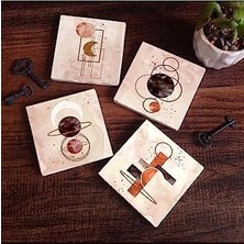 Ohbe Express Minimalist Soyut Taş Bardak Altlığı Seti - 4 Parça - Dekoratif, Rustik Mutfak Aksesuarı, 10X10 Cm, Kaydırmaz Tabanlı, Şık ve Dayanıklı SC125