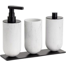 Ohbe Express Sıvı Sabunluk-Diş Fırçalığı-Pamukluk Mermer Desenli/siyah Renk 206X87X265 mm