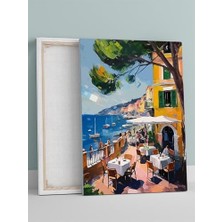 Ohbe Express Seaside Cafe, Sahil Kafesi, Empresyonist Sanat Kanvas Tablo - Tuval Tablo, Sanatsal Dekorasyon