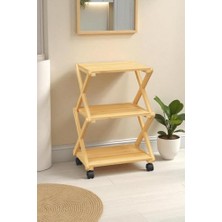 Ohbe Express Bambu 3 Raflı Tekerlekli Sehpa Düzenleyici Raf Çok Amaçlı Organizer DB-0023