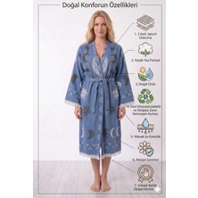 Müslin Kimono Bornoz Sabahlık %100 Pamuk Üç Katlı Jakarlı Dokuma Türk Havlusu Peştamal Giyim