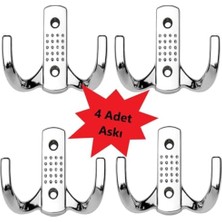 Ohbe Express Askı Vestiyer Duvar Dolap Elbise Askısı Krom Metal Mobilya 4 Adet