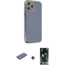 Marsilyan™- iPhone 12 Pro Max Kılıf Yankı Serisi - Siyah 360 Mat Full Body Arka Koruyucu + Renkli Kamera Lens Koruma Cam - Mı