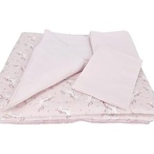 Ohbe Express Bebek El Yapımı At Desenli Yorgan Çarşaf ve Yastıklı Üçlü Set (Pembe)