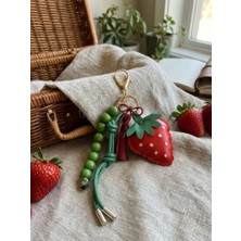 My Balli Store Çilek Figürlü Boncuklu Çanta Esintisi Anahtarlık ve Çanta Süsü