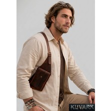 Kuvark Camaro • Hakiki Deri Holster • Erkek Omuz Çantası • El Yapımı • Kahverengi