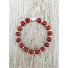 Mk Tasarım Gerçek Inci Red Jasper Taşı Bileklik MK.7000.812- Rahatlık-Dinginlik-Enerji- Stres Bilekliği