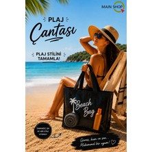 MAİN SHOP Siyah Şeffaf Beach Bag Kadın Plaj Çantası Büyük Hacimli M-PLJ01