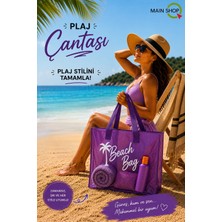 MAİN SHOP Mor Şeffaf Beach Bag Kadın Plaj Çantası Büyük Hacimli M-PLJ01