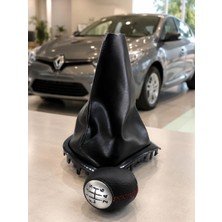 Kavrazy Renault Fluence Vites Körüğü ve Deri Vites Topuzu (Kırmızı Dikişli - 6 Ileri)