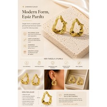 Kase Jewelry  Altın Renkli , Paslanmaz Çelik, Asimetrik Küpe
