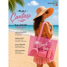 MAİN SHOP Büyük Boy Beach Bag Pembe Şeffaf Deniz Plaj Çantası M-PLJ02