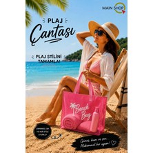 MAİN SHOP Pembe Şeffaf Beach Bag Kadın Plaj Çantası Büyük Hacimli M-PLJ01