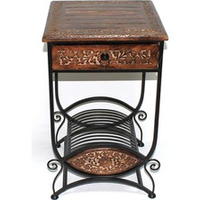 Otantik Çarşı Ahşap  Komodin Etajer Plak Standlı 40X40X69 Cm. KNA580