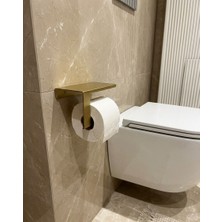 Modern Telefon Raflı Tuvalet Kâğıtlığı Metal Banyo Aksesuarı Duvara Monte Vidala Veya Yapıştır Gold