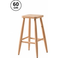 Sahmatra Loft Ahşap Tabure | Mutfak Taburesi | Bar Taburesi | Ham Ahşap | 60 cm | Kare Oturma Alanı