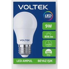 Voltek 3 Adet 9W E27 LED Ampul Beyaz Işık 806 Lümen