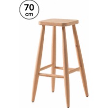 Sahmatra Loft Ahşap Tabure | Mutfak Taburesi | Bar Taburesi | Ham Ahşap | 70 cm | Kare Oturma Alanı