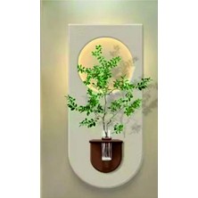 Dedeler Dekor Ahşap Pilli Ledli Bohem Tarzı Salon Duvar Rafı Modern Çiçeklik 40 x 75 cm