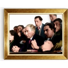 Tablore Mustafa Kemal Atatürk Tarihi Meclis ve Halk Fotoğrafı Çerçeveli Tablo