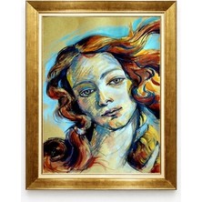 Tablore Botticelli Venüs'ün Doğuşu Mitolojik Kadın Portresi Gold Çerçeveli Sanatsal Kanvas Tablo