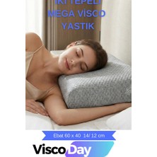 Viscoday Mega Boy Ortopetik Yastık Boyun Fıtığı Boyun Düzleşmesi Için Yastık 60X40X14/12CM
