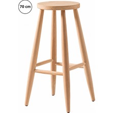Sahmatra Loft Ahşap Tabure | Mutfak Taburesi | Bar Taburesi | Ham Ahşap | 70 cm | Yuvarlak Oturma Alanı
