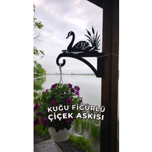 Metal Saksı Askılığı - Kuğu  Figürlü Duvar Tipi Dekoratif Çiçek Askısı