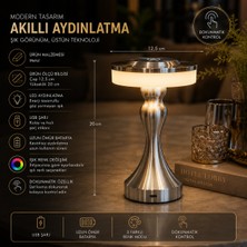İki Yedi Konsept Karyatid Gümüş Krom Akıllı Masa Lambası Şarjlı Kablosuz Dokunmatik Kafe Otel Ofis Tip Dekoratif LED