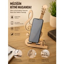 Goya Tasarım Masa Üstü Ahşap Cep Telefon Tutacağı Gitar ve Müzik Temalı