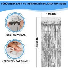 Genel Tedarik Gümüş Metalize Saçaklı Fon Perde