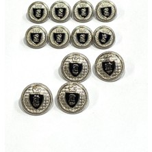 Blazer Ceket Düğmesi Takım /metal Düğmedir 4+8 Set  / Gümüş Siyah Mineli
