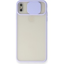 Bezos iPhone Xs Max Kılıf Palm Buzlu Kamera Sürgülü Silikon - Lila
