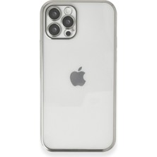 Bezos iPhone 12 Pro Kılıf Razer Lensli Silikon - Gümüş