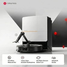 Roborock 22.000 Pa Emiş Güçlü 80°c Hijyenik Yıkamalı Şasisi Yükselebilen Lazer Kulesiz ve Yapay Zekalı Robot Süpürge - Z70 Beyaz