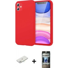 Marsilyan™- iPhone 11 Kılıf Kozmos Yansıma Özel Seri - Siyah 34D Hayalet Izgaralı Cam + Renkli Kamera Lens Koruma Cam - Sı