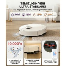 Roborock 10000 Pa Yüksek Emiş Güçlü Titreşimli Paspaslı 180 Dakika Çalışan Lazer Haritalamalı Şarjlı Zemin Temizleme ve Silme Yapan Akıllı Robot Süpürge