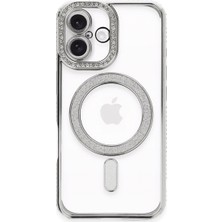 Bezos iPhone 16 Plus Kılıf Joke Simli Magneticsafe Kılıf - Gümüş