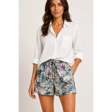 Emporya Trend Kadın Mint Batik Desenli Şort | Yeni Sezon | Lastikli Bel Cepli Yazlık Rahat Kesim