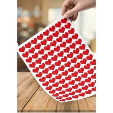110 Adet 2 cm Yapışkanlı Kalp Şekilli Kırmızı Sticker Etiket