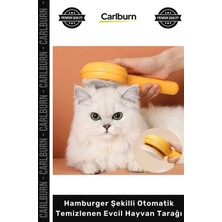 Carlburn #petshop Kedi Köpek Tüy Toplama Masaj Hamburger Şekilli Otomatik Temizlenen Evcil Hayvan Tarağı