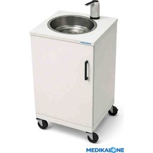 Medikalone Seyyar Lavabo Beyaz Kolay Temizlenebilir Paslanmaz Çelik Malzeme ile Hijyenik Mobil Çözüm