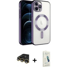 Marsilyan™- iPhone 14 Pro Max Kılıf Nova Işık Özel Seri - Şeffaf Pasifik Cam Ekran Koruyucu + Raze Metal Kamera Lens - Gd