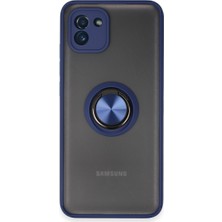 Bezos Galaxy A03 Kılıf Montreal Yüzüklü Silikon Kapak - Lacivert