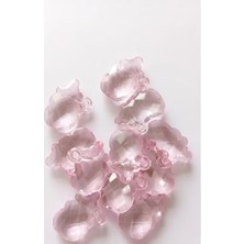 Bodrum Asel 12 Adet Şeffaf Pembe Kristal Kesim Biberon Figürü - 4.5 cm Büyük Boy Bebek Şekeri ve Organizasyon Süsü