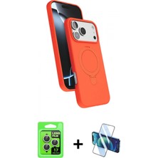 Marsilyan™- iPhone 17 Pro Kılıf Iz Işık Koleksiyonu - Siyah 3D Antistatik Seramik Nano Ekran Koruyucu + Raze Metal Kamera Lens - Gs