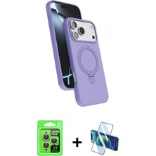 Marsilyan™- iPhone 17 Pro Kılıf Iz Işık Koleksiyonu - Siyah 3D Antistatik Seramik Nano Ekran Koruyucu + Raze Metal Kamera Lens - Gs