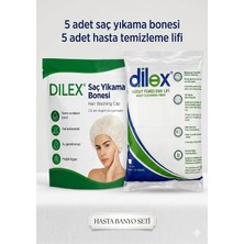 Lunimed Ekonomik Hasta Banyo Seti Saç Yıkama Bonesi ve Hasta Temizleme Lifi 5 Er Adet